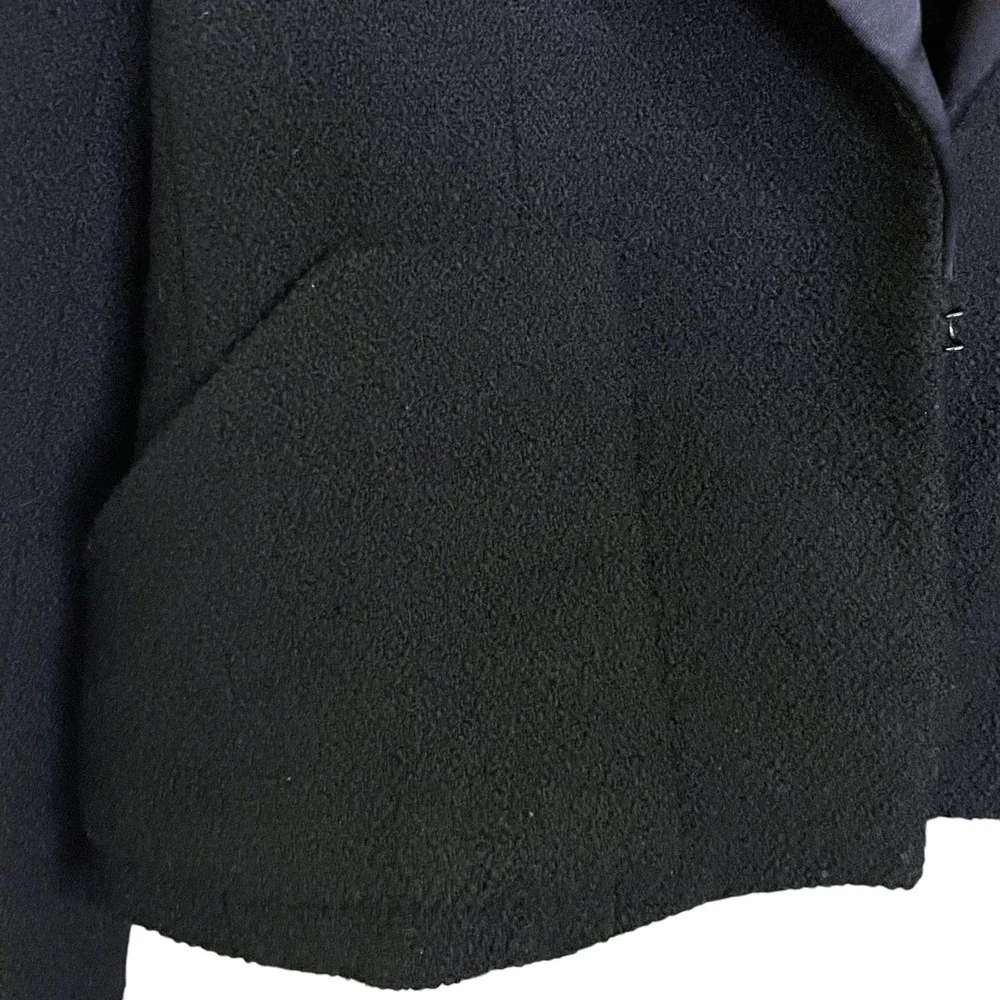 CHANEL Vintage Boucle Black Wool Dinner Jacket Cropped Blazer Archival 2003